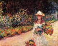 Niña en el jardín de Giverny Claude Monet Impresionismo Flores
